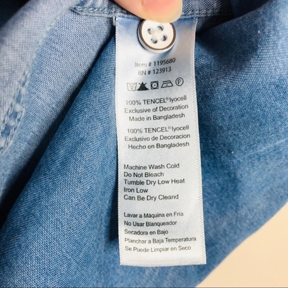 𝅺jachs Girlfriend Tencel Button Down Roll Cuff Top - Picture 5 of 8